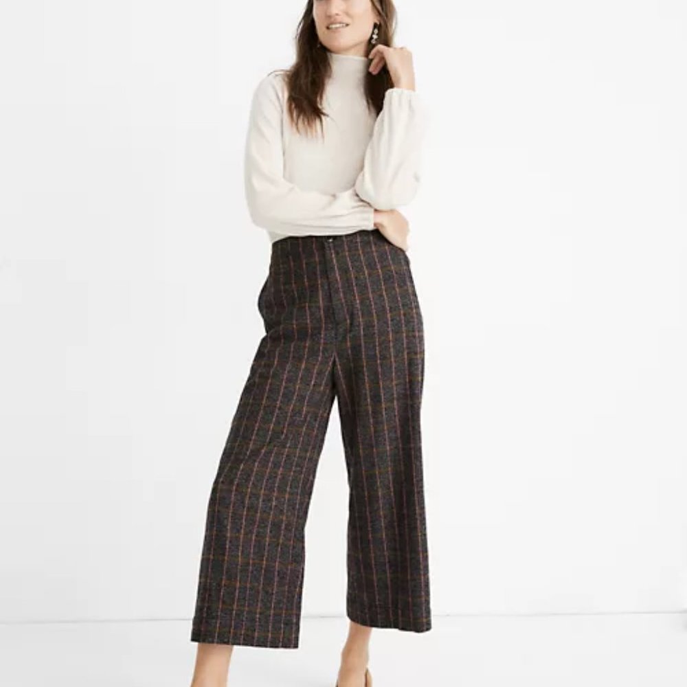 Madewell Huston Crop Pants in Enbrook Plaid Womens SZ Small Waist is 26"